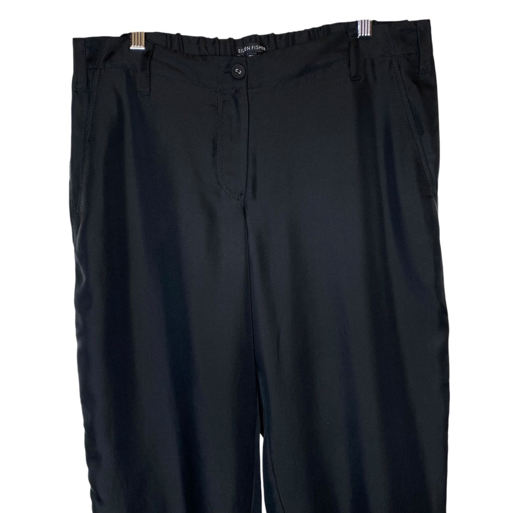Eileen Fisher Washable‎ Silk Tapered Crop Pant Black size Medium - Picture 3 of 7